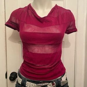 Le Chateau Deep Red Cap Sleeve Blouse